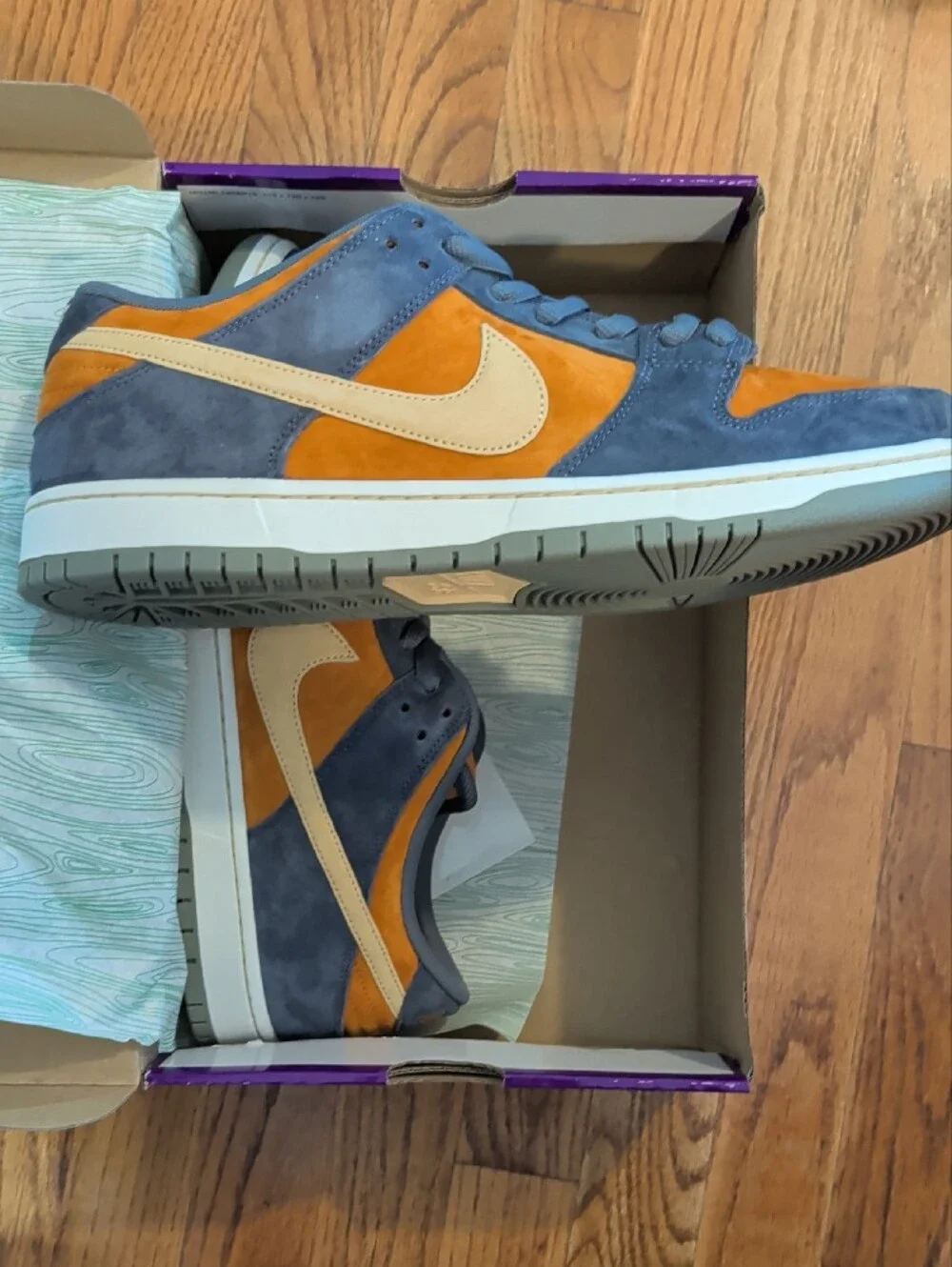Nike SB, Men’s Low-Top Suede Sneakers — Gray, Orange, Tan